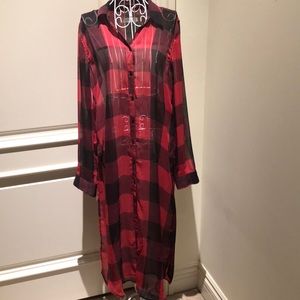 ZARA Woman Premium Denim Collection Plaid Shirt Dress – Size M